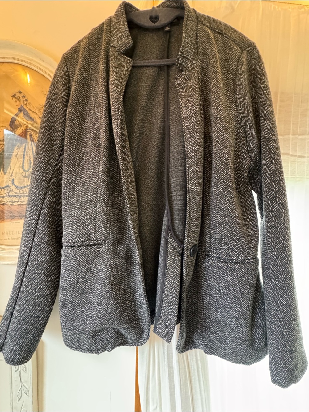 Banana Republic Gray Herringbone Open Blazer